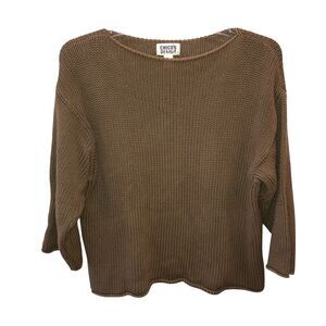 Chicos Design Womens XL 3 Green Knit 3/4 Sleeve Boat Neck Sweater Top Shirt